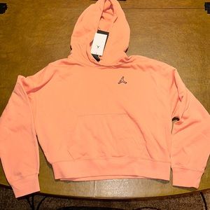Jordan Pink Cropped Pullover Hoodie